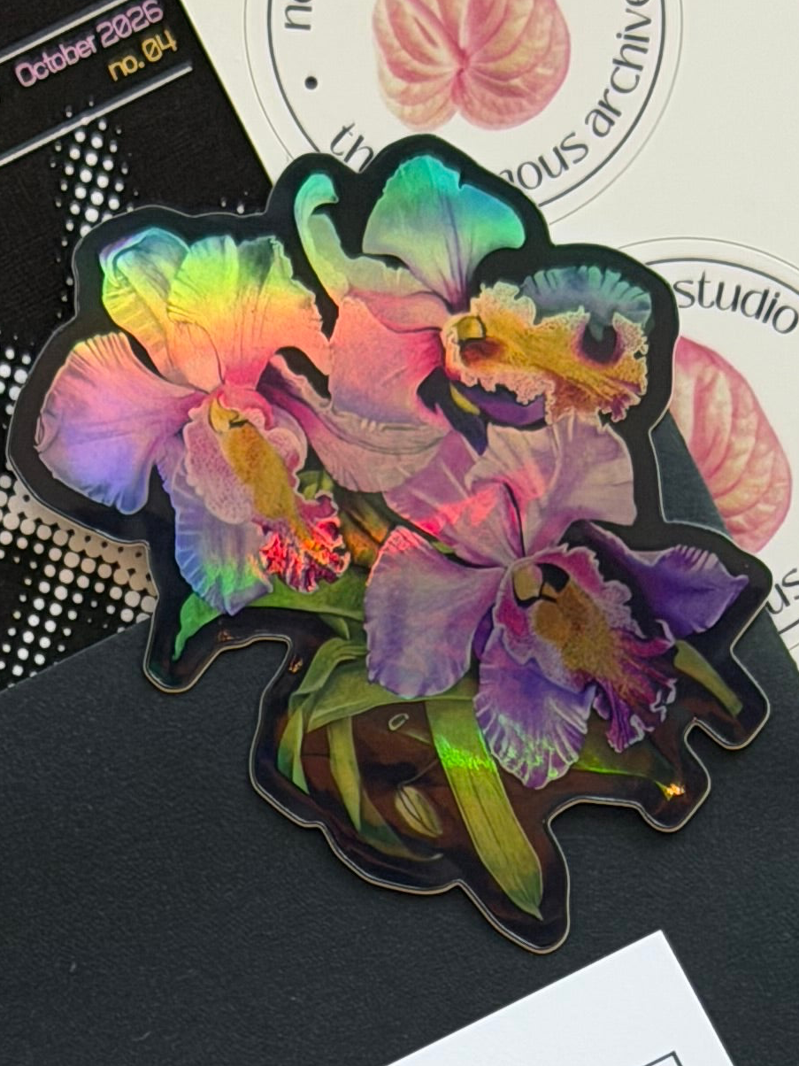 Holographic Orchid Vinyl Sticker