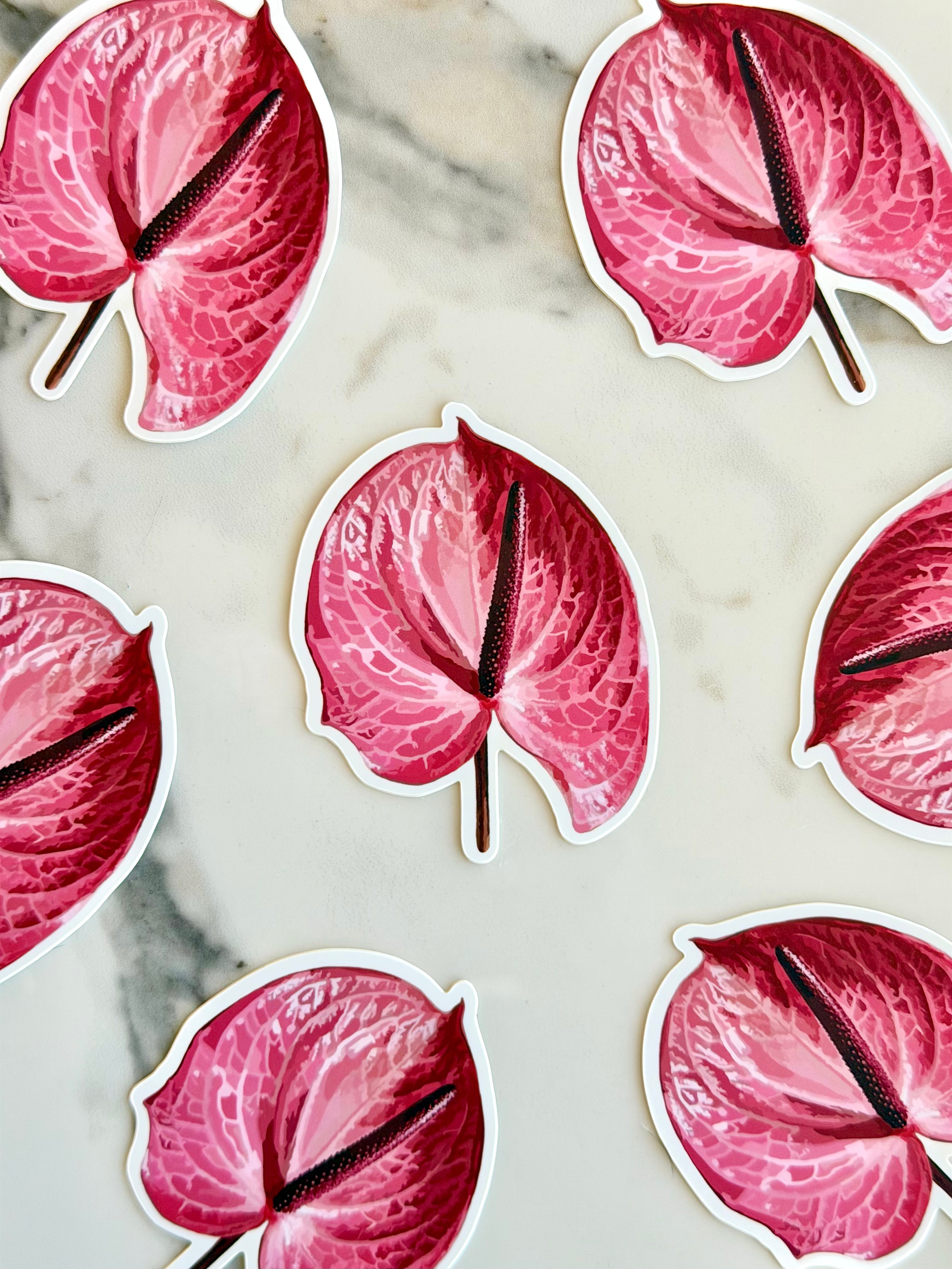 Pink Anthurium Vinyl Sticker